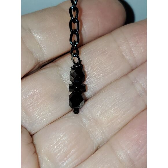 A Gunmetal Rhinestone Necklace Fringe Chain Butterfly Steampunk Boho Fairy Core - Picture 8 of 9